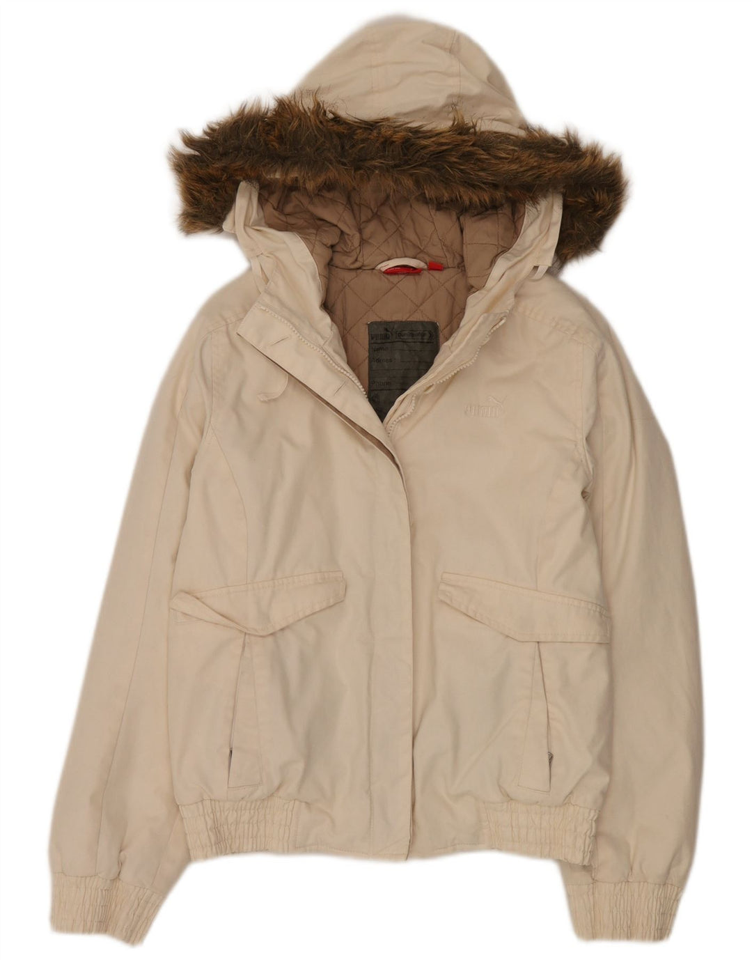 Puma Γυναικείο Bomber Jacket με κουκούλα UK 6 XS Off White
