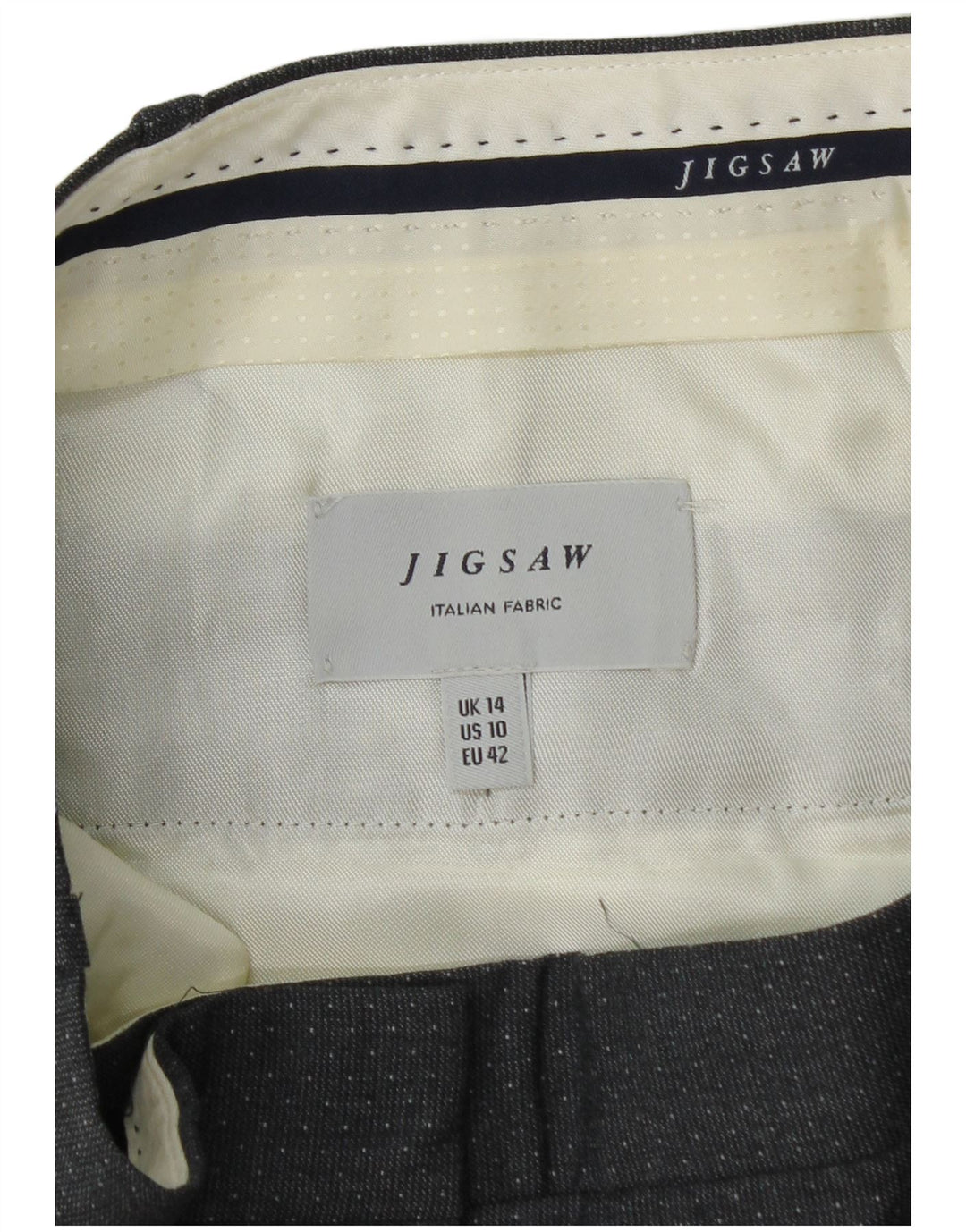 JIGSAW Γυναικείο ίσιο παντελόνι Chino UK 14 μεγάλο W34 L28 με γκρι στίγματα