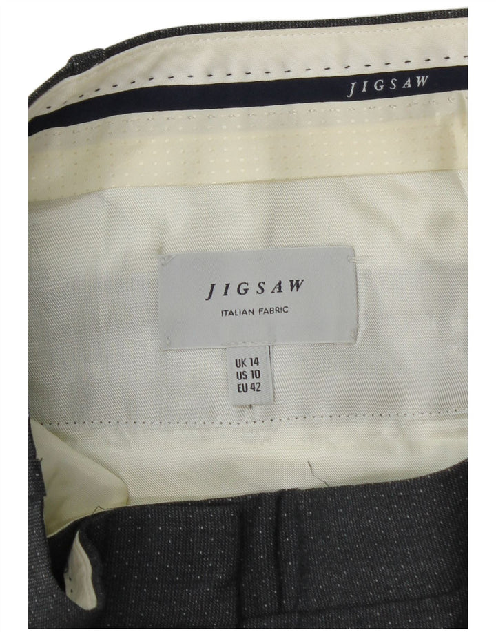 JIGSAW Γυναικείο ίσιο παντελόνι Chino UK 14 μεγάλο W34 L28 με γκρι στίγματα
