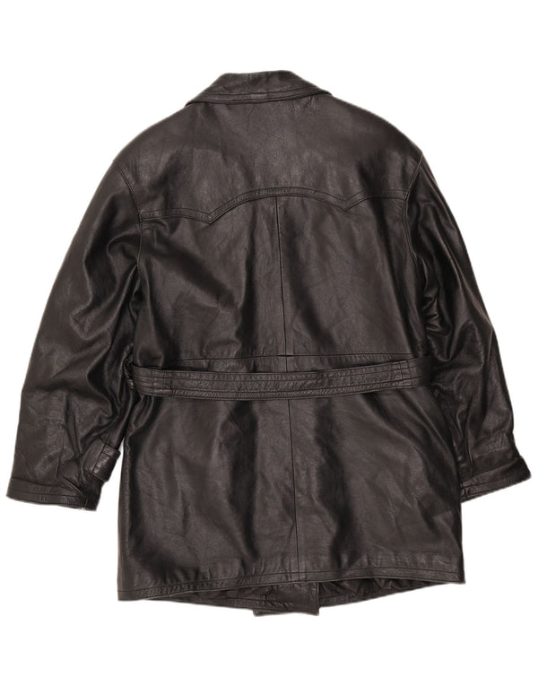 LAVORAZIONE ARTIGIANA Womens Coat UK 12 Medium Black Leather