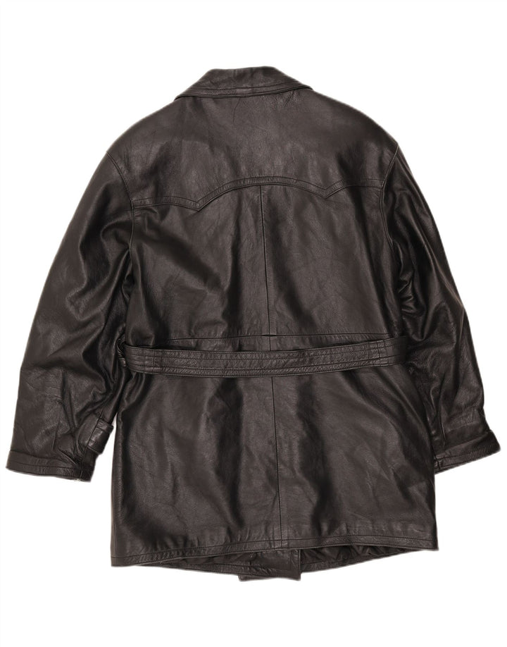 LAVORAZIONE ARTIGIANA Γυναικείο Παλτό UK 12 Medium Black Leather