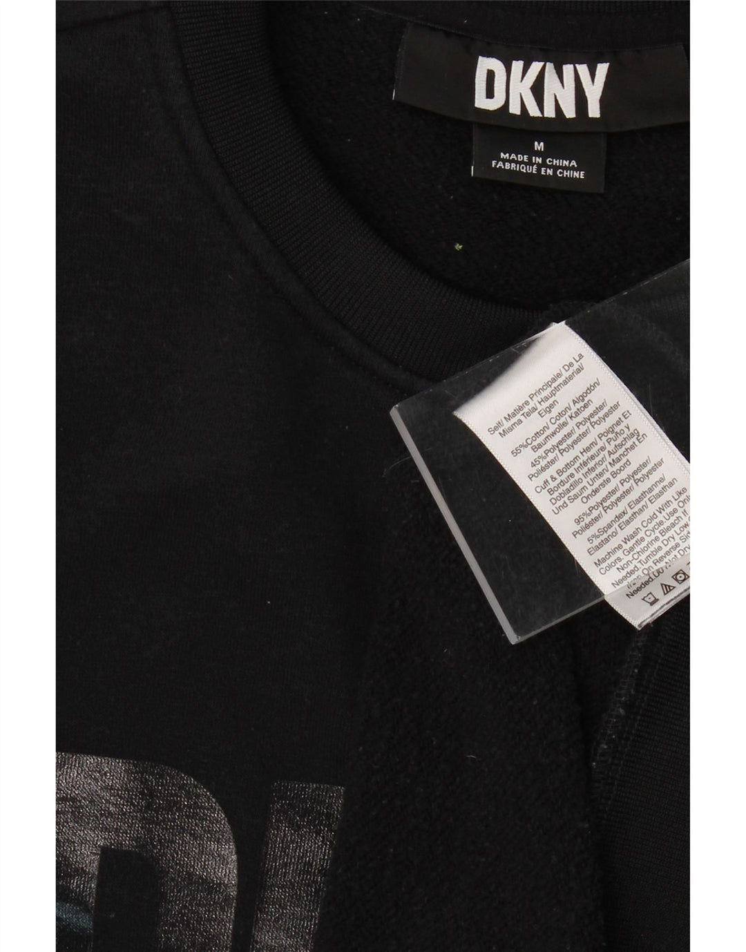 DKNY Mens Graphic Sweatshirt Jumper Medium Black Cotton