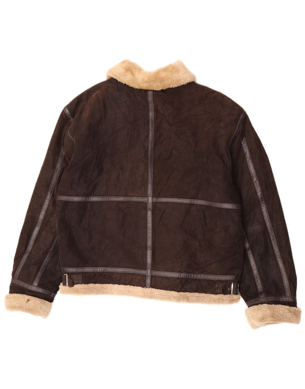 Conbipel Ανδρικό Sherpa Δερμάτινο Μπουφάν UK 40 Large Brown
