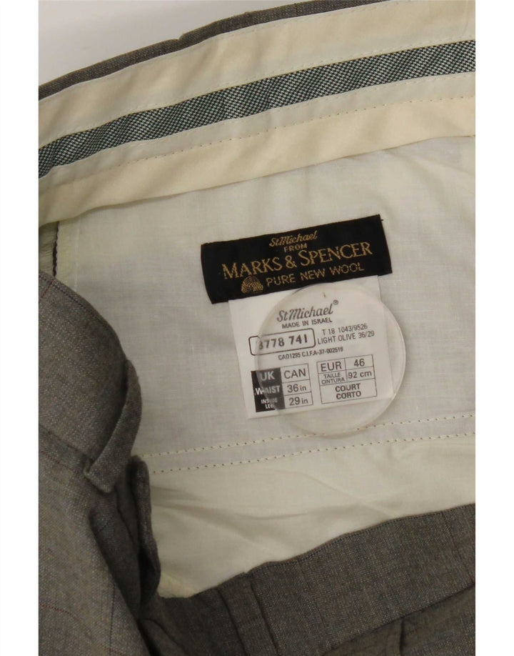 Marks & Spencer Ανδρικό παντελόνι με καρφίτσα W36 L29 Γκρι μαλλί