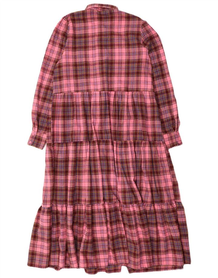 Coast γυναικείο μακρυμάνικο μάξι φόρεμα UK 10 Small Pink Check