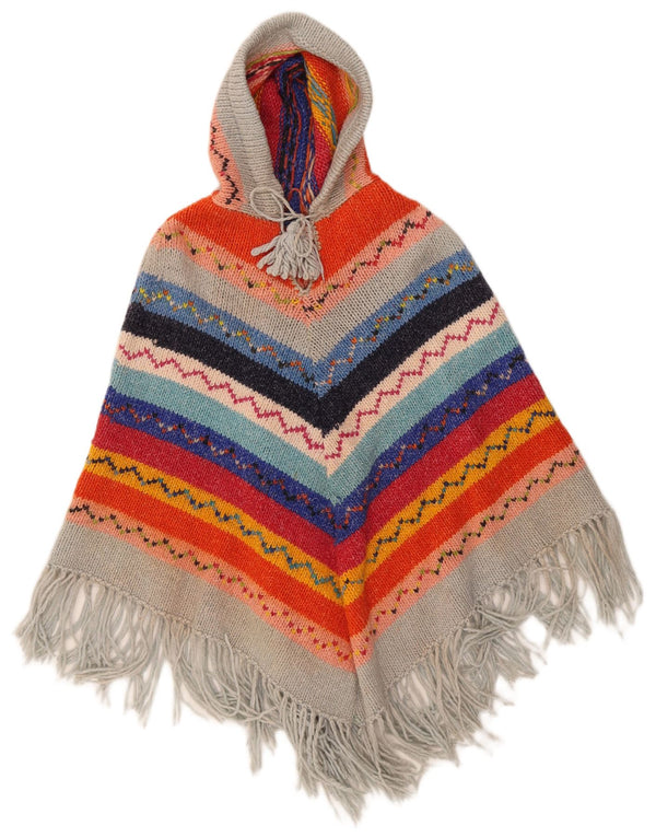 Vintage γυναικεία κουκούλα Poncho Jumper One Size Πολύχρωμα Γεωμετρικά