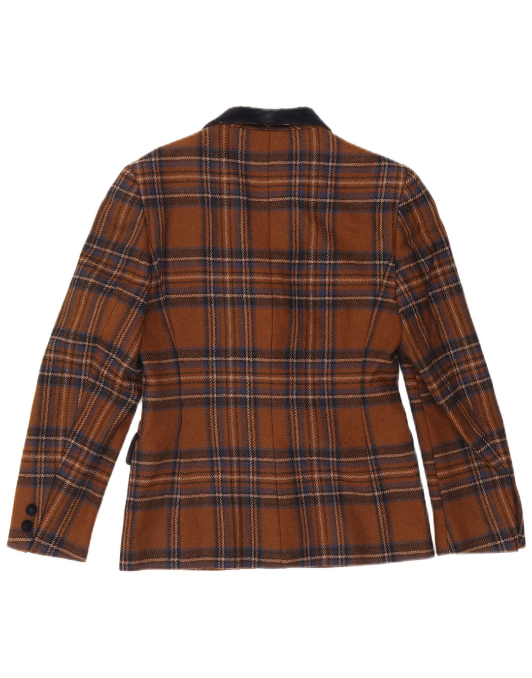 Misstwidd Γυναικείο τζάκετ με 3 κουμπιά μπλέιζερ IT 42 μεσαίο καφέ καρό μαλλί