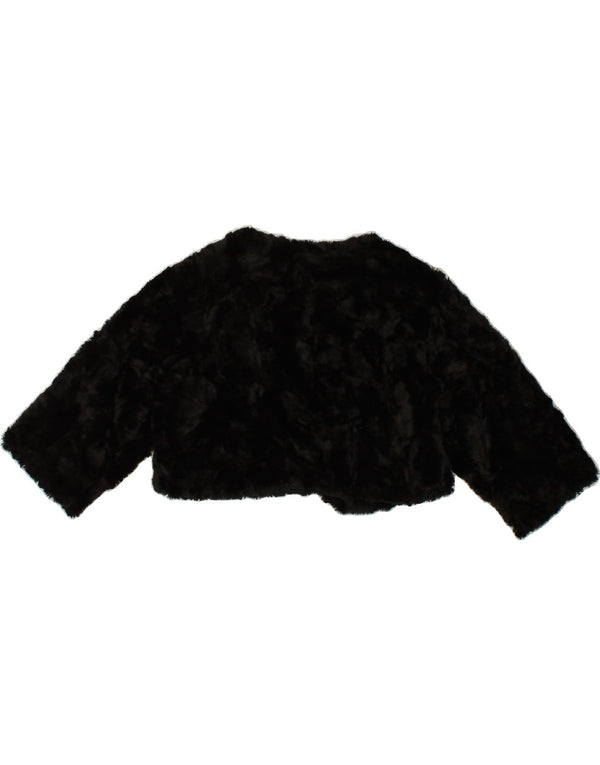 VINTAGE Γυναικείο μπουφάν Bolero από ψεύτικη γούνα UK 12 Medium Black Acrylic