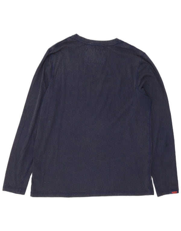 Ανδρικό γραφικό τοπ Superdry Μακρυμάνικο XL Navy Blue Cotton