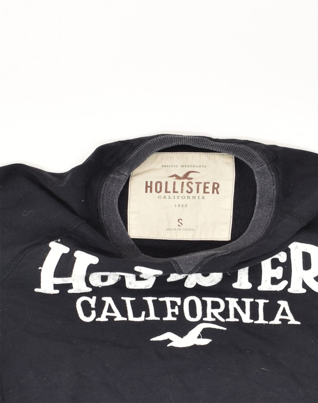 HOLLISTER Womens California Loose Fit Graphic Sweatshirt Jumper UK 10 Small Navy Blue | Vintage Hollister | Thrift | Second-Hand Hollister | Used Clothing | Messina Hembry 