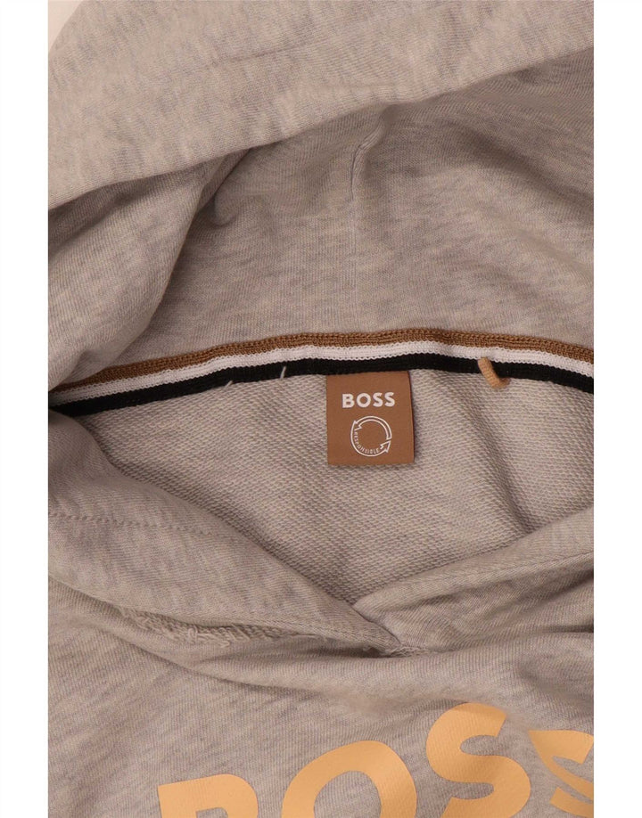 Hugo Boss Γυναικείο γραφικό υπερμεγέθου Hoodie Jumper UK 14 Medium Grey