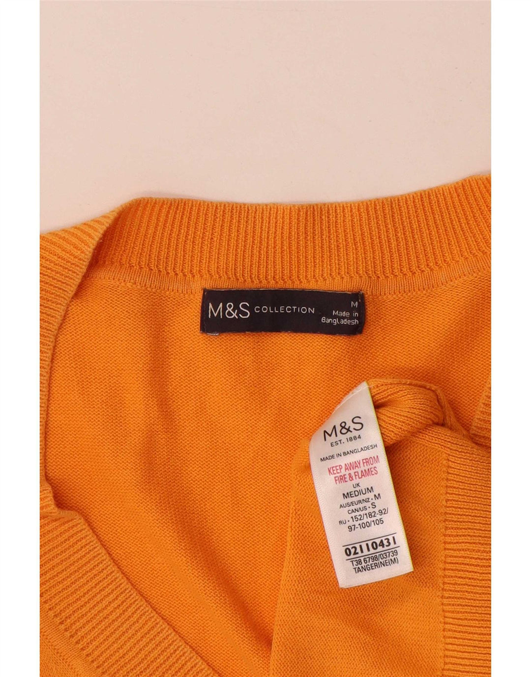Marks & Spencer Ανδρικό πουλόβερ με λαιμόκοψη σε μεσαίο πορτοκαλί βαμβάκι