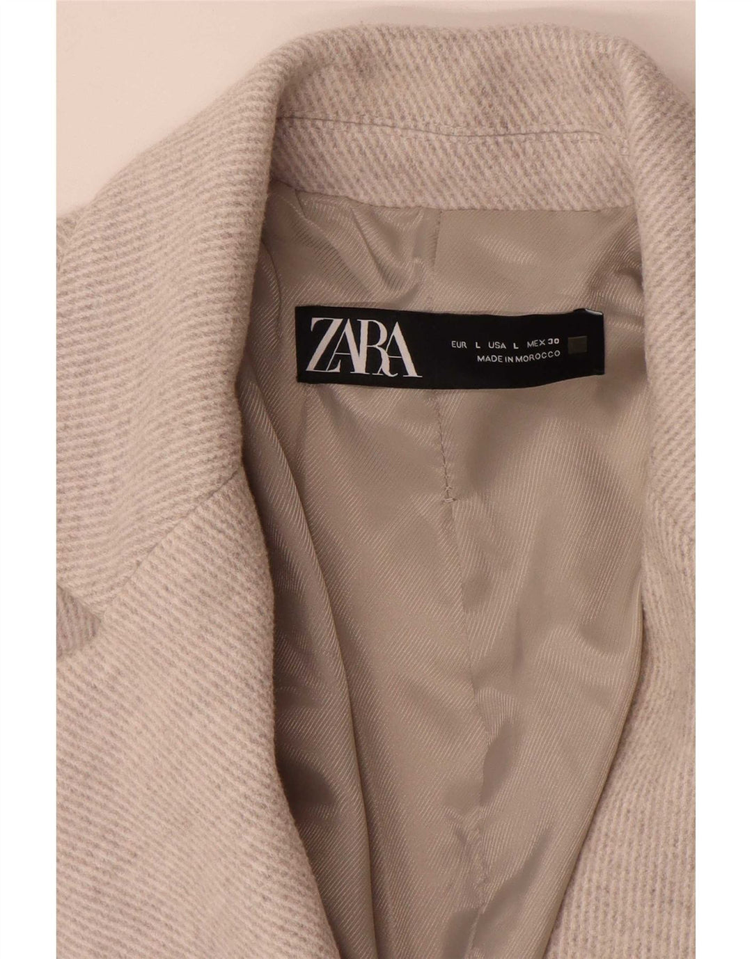 Zara Γυναικείο παλτό 1 κουμπιού UK 14 Large Grey Polyester