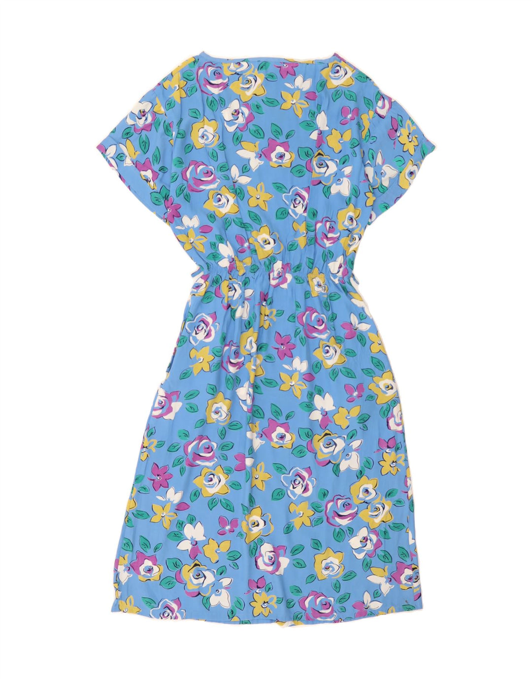VINTAGE Womens A-Line Dress EU 40 Medium Blue Floral Viscose Vintage Vintage and Second-Hand Vintage from Messina Hembry 