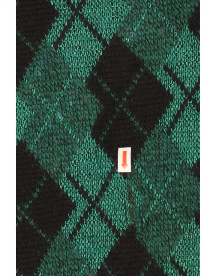 Vintage ανδρικό πουλόβερ με λαιμόκοψη IT 48 Medium Green Argyle/Diamond