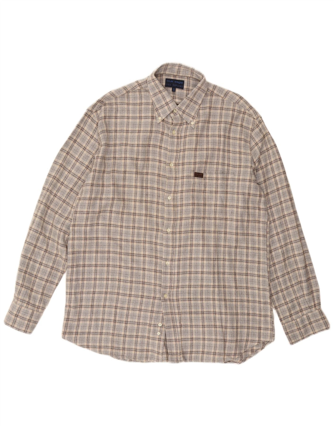 LES COPAINS Ανδρικό φανελένιο πουκάμισο νούμερο 17 43 XL γκρι βαμβάκι