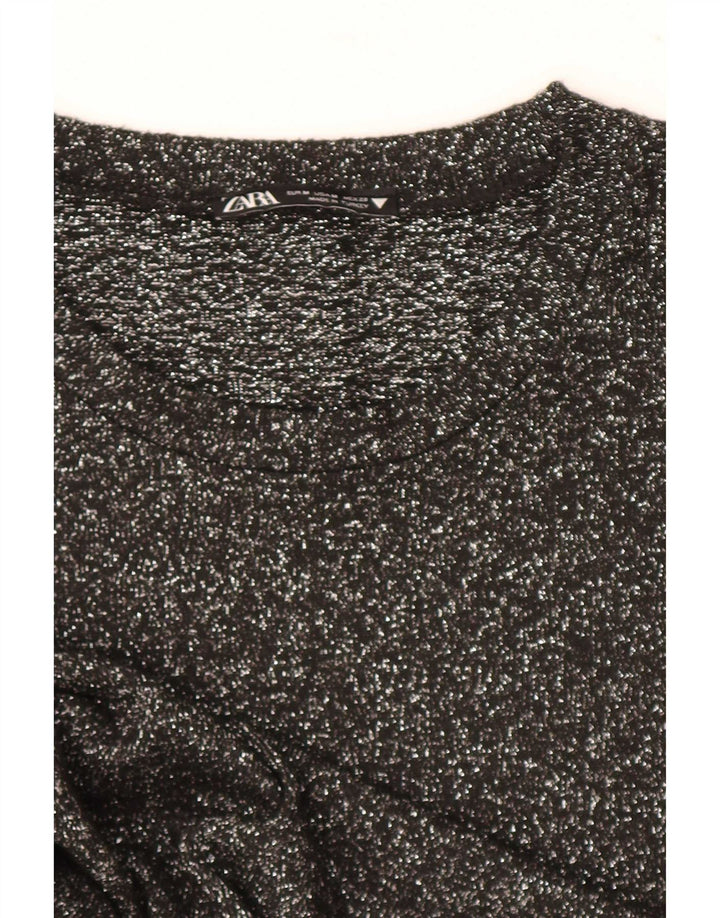 Zara γυναικείο τοπ Μακρύ μακρυμάνικο UK 12 Medium Black