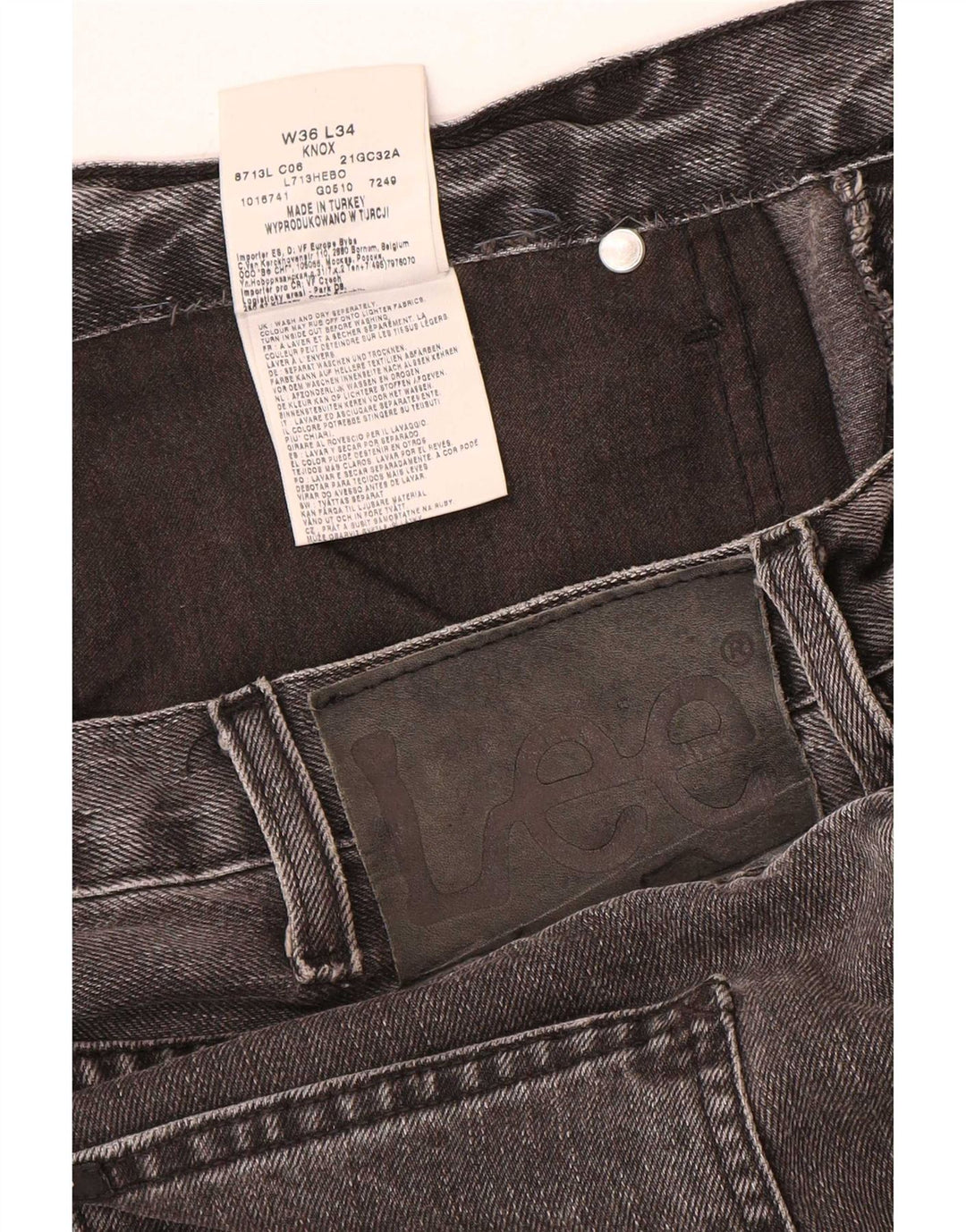 Lee Mens Knox Straight Jeans W36 L32 Γκρι βαμβακερό