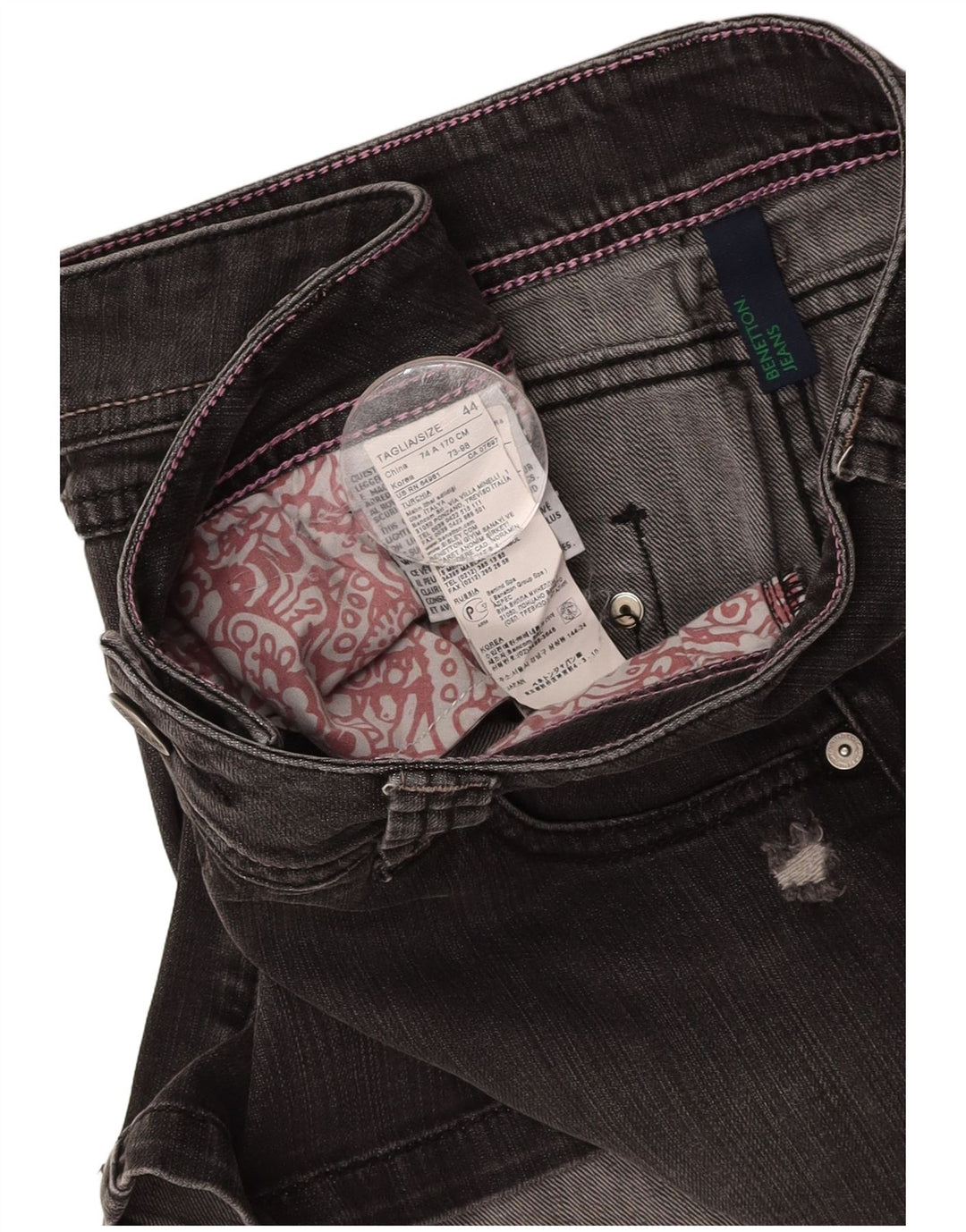 BENETTON Γυναικεία τζιν ταλαιπωρημένη φούστα IT 44 Medium W30 Γκρι βαμβακερή