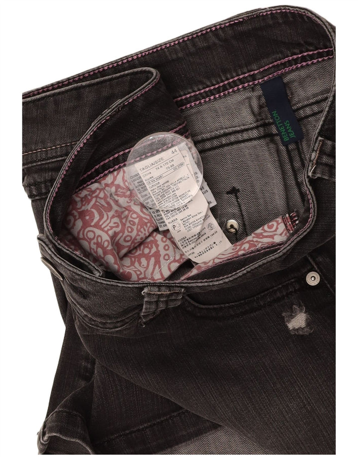BENETTON Γυναικεία τζιν ταλαιπωρημένη φούστα IT 44 Medium W30 Γκρι βαμβακερή