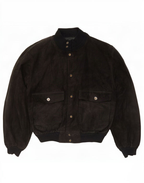Vintage Ανδρικό Suede Bomber Jacket UK 36 Small μαύρο δέρμα