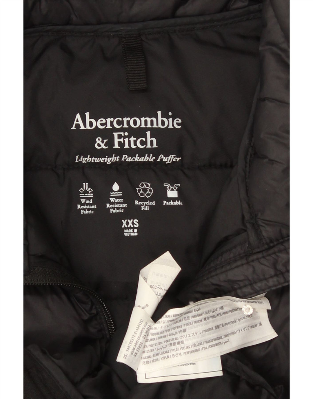 Abercrombie & Fitch γυναικείο μπουφάν με επένδυση UK 2 2XS μαύρο πολυεστέρα
