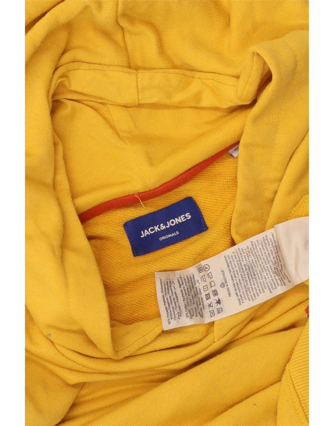 JACK & JONES Ανδρικό μπλουζάκι με κουκούλα Μικρός κίτρινος πολυεστέρας