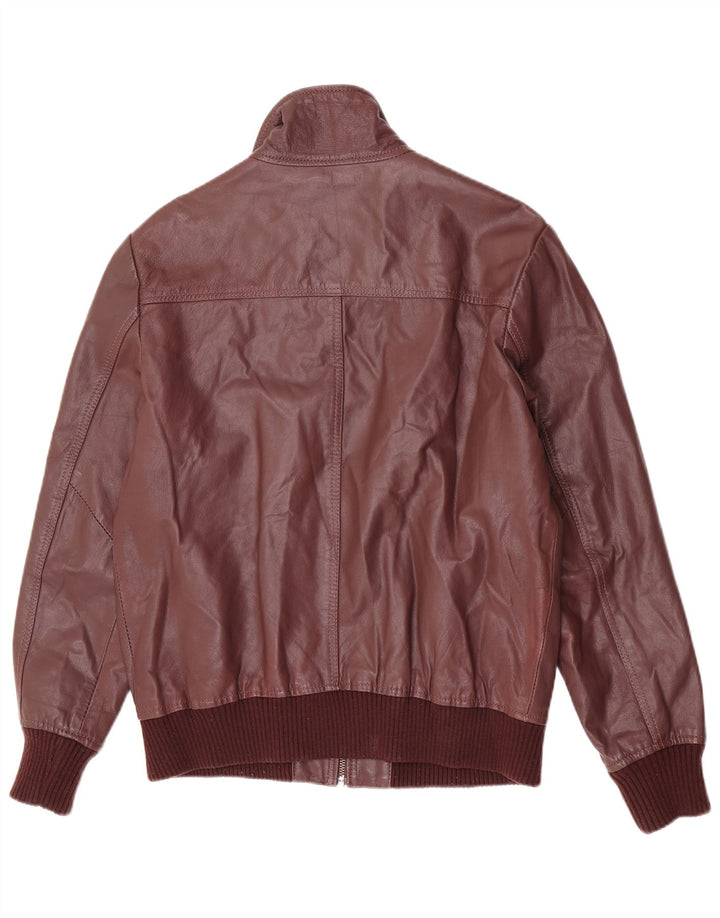 Επιλεγμένο Ανδρικό Δερμάτινο Μπουφάν UK 40 Large Maroon Leather
