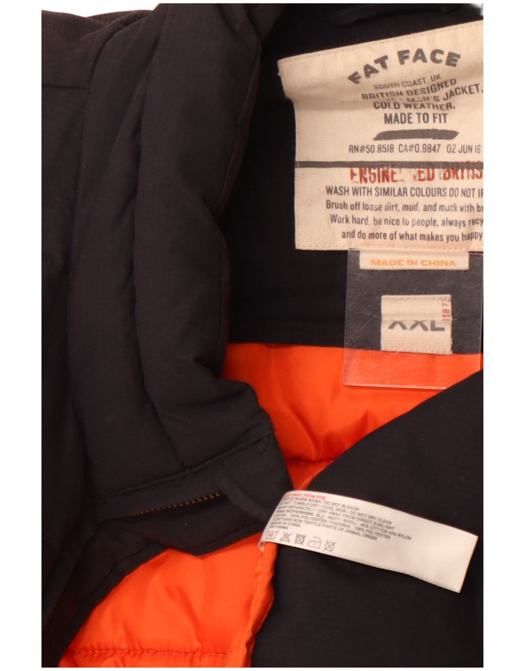 FAT FACE Ανδρικό μπουφάν UK 44 2XL Μαύρο βαμβακερό