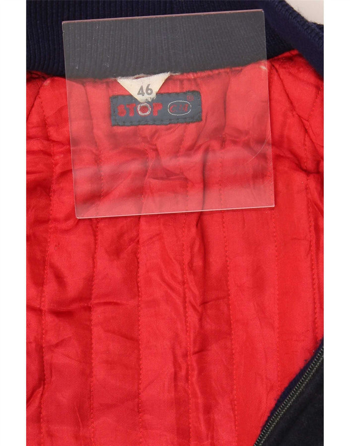 Vintage Ανδρικό Bomber Jacket IT 46 Small Navy Blue Wool