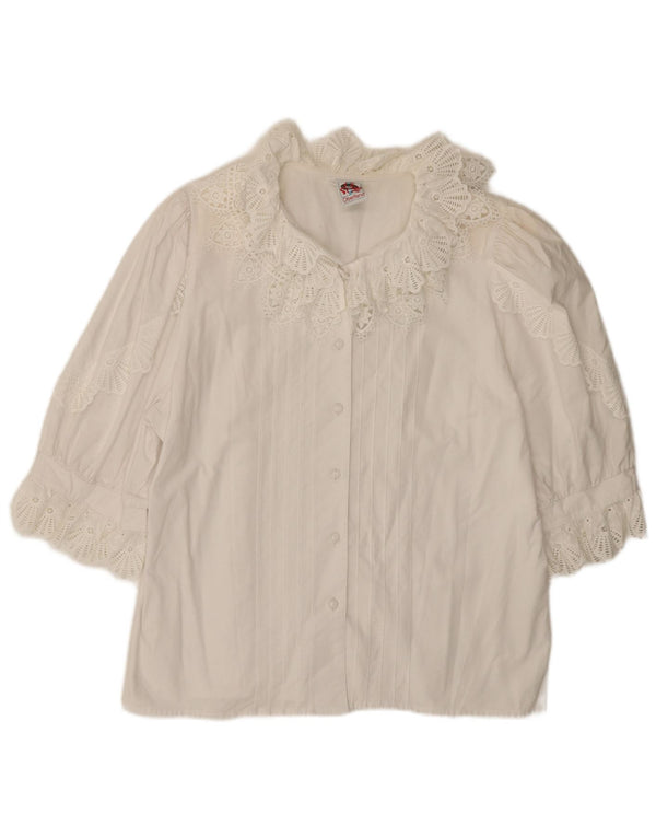 Vintage γυναικείο κοντομάνικο μπλούζα EU 44 XL Λευκό