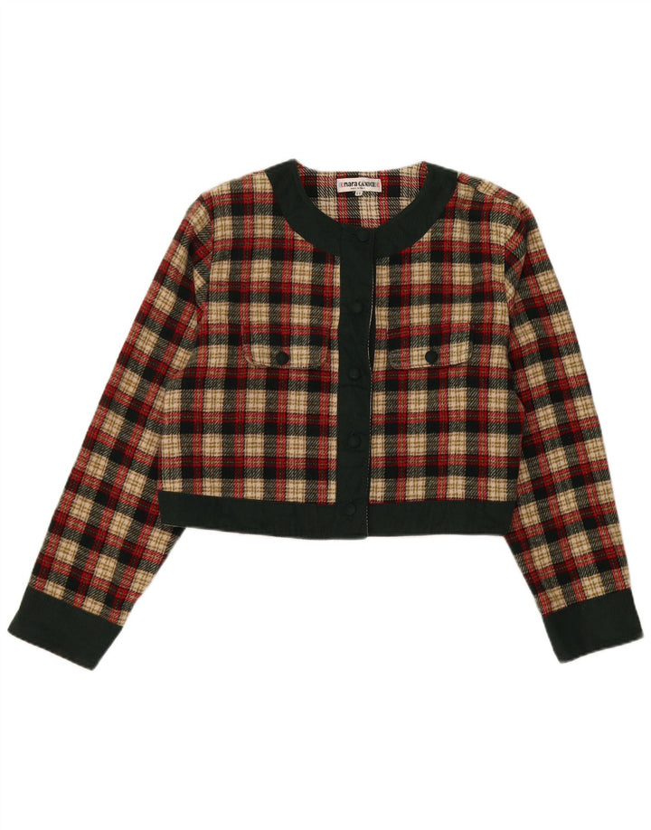 Enara Camice Γυναικείο μπουφάν 5 κουμπιών Crop Blazer UK 14 Medium Red Check