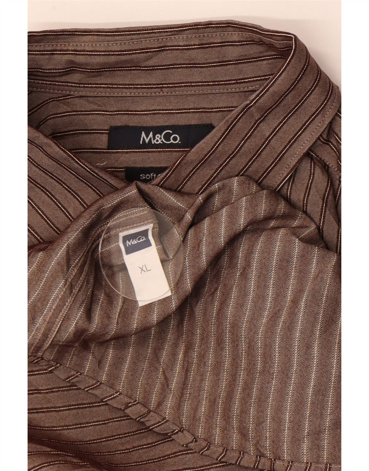 M&Co Ανδρικό πουκάμισο XL Καφέ ριγέ βισκόζη