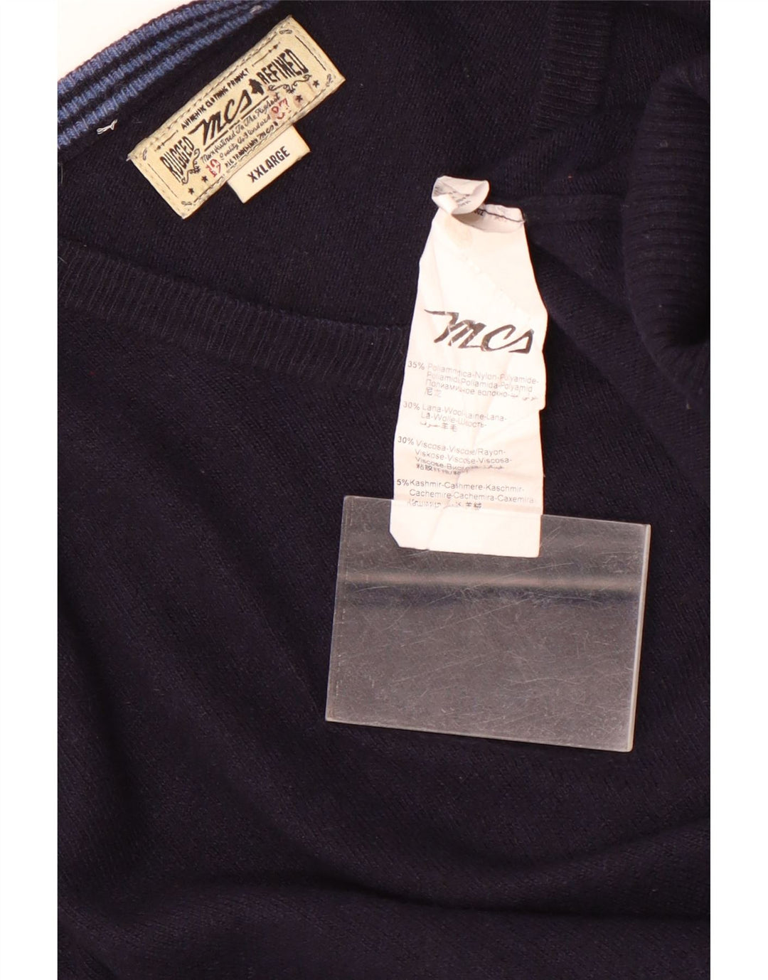 Ανδρικό πουλόβερ Marlboro Classics με V λαιμόκοψη 2XL Navy Blue Polyamide