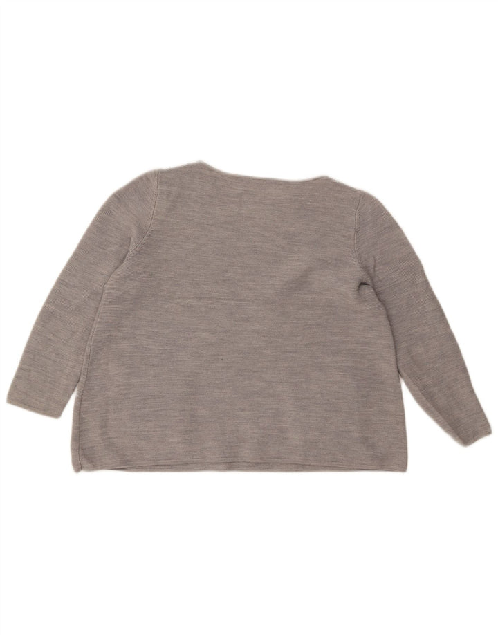 COS Γυναικείο μανίκι 3/4 Crop Boat Neck Jumper UK 10 Small Grey Wool