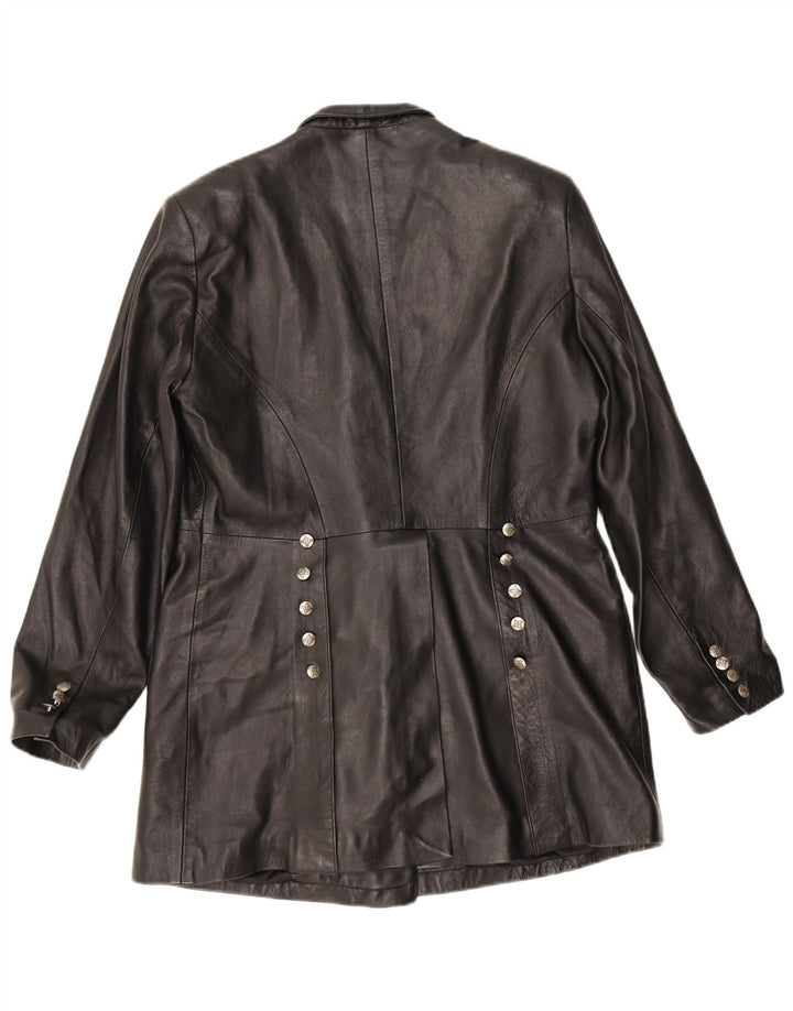 Vintage γυναικείο δερμάτινο παλτό UK 18 XL μαύρο δέρμα