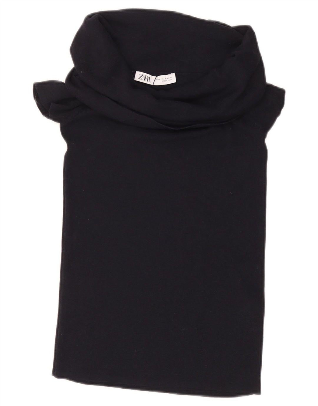 ZARA Γυναικεία Crop Μπλούζα Τοπ UK 12 Medium Black Viscose