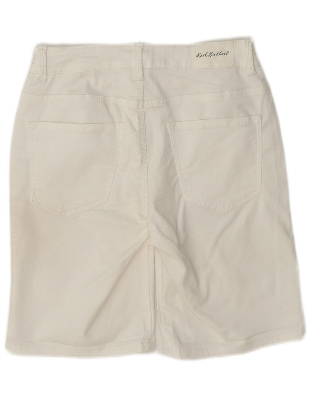 Γυναικείο casual σορτς με κόκκινο κουμπί EU 36 Small W27 Λευκό βαμβακερό