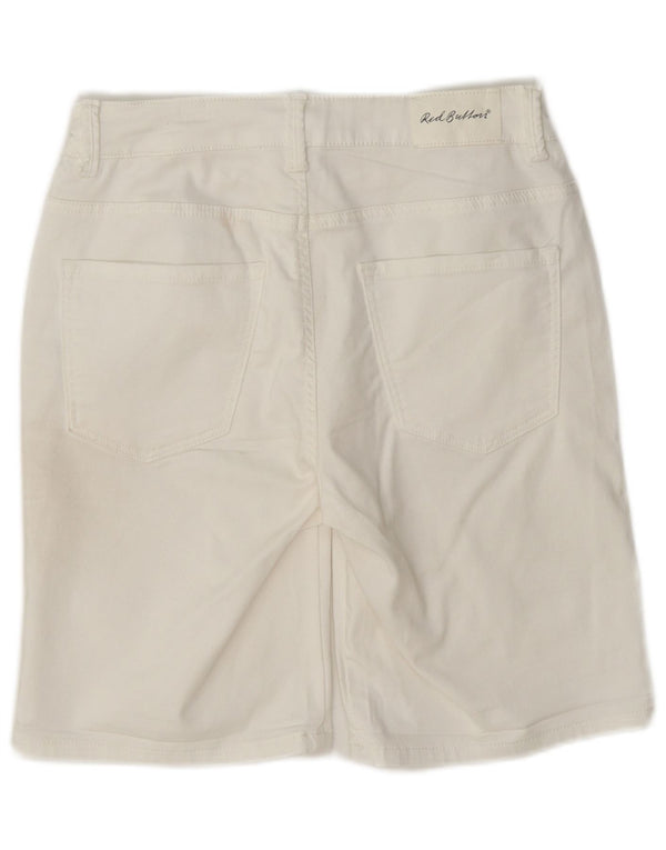 Γυναικείο casual σορτς με κόκκινο κουμπί EU 36 Small W27 Λευκό βαμβακερό