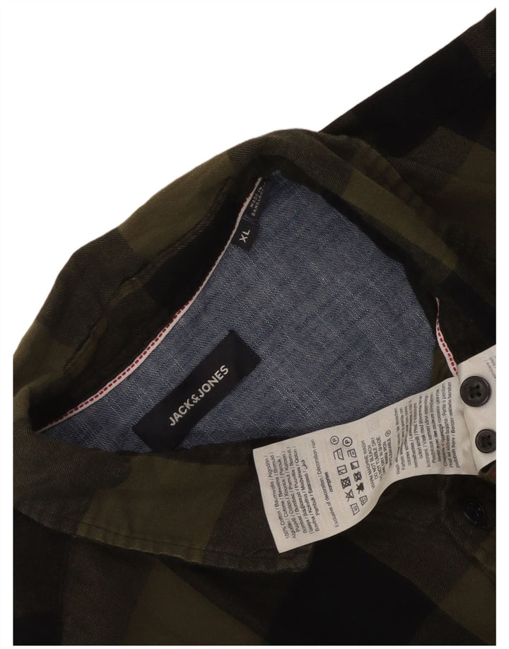 Ανδρικό φανελένιο πουκάμισο Jack & Jones XL Χακί βαμβακερό