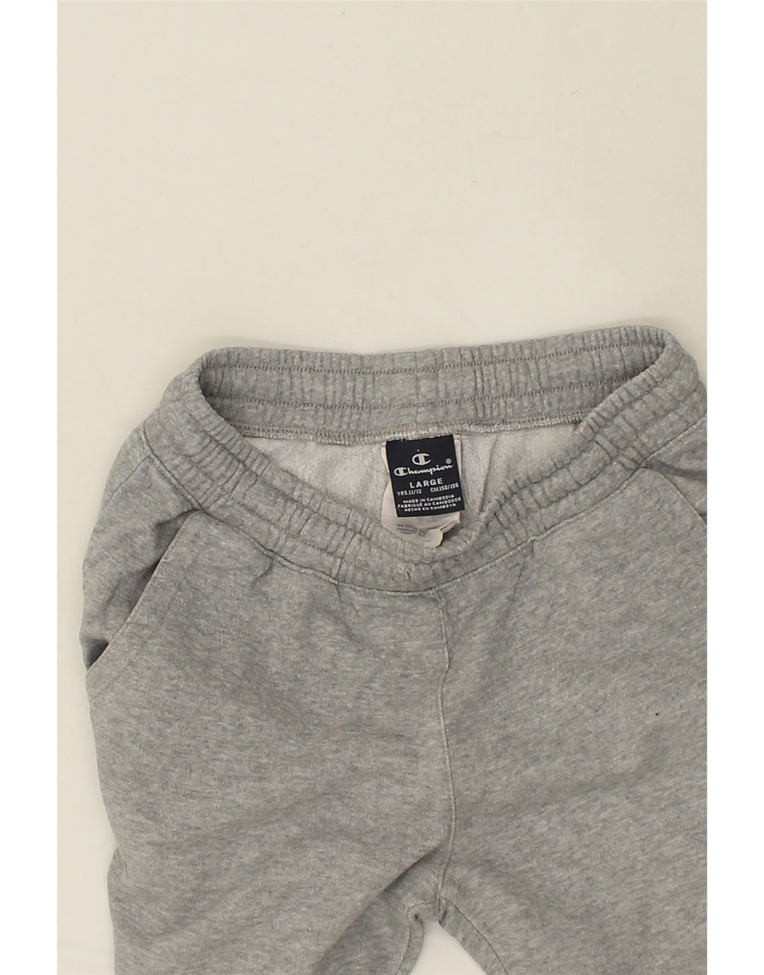 CHAMPION Boys Graphic Tracksuit Trousers Joggers 11-12 Years Grey Cotton | Vintage Champion | Thrift | Second-Hand Champion | Used Clothing | Messina Hembry 