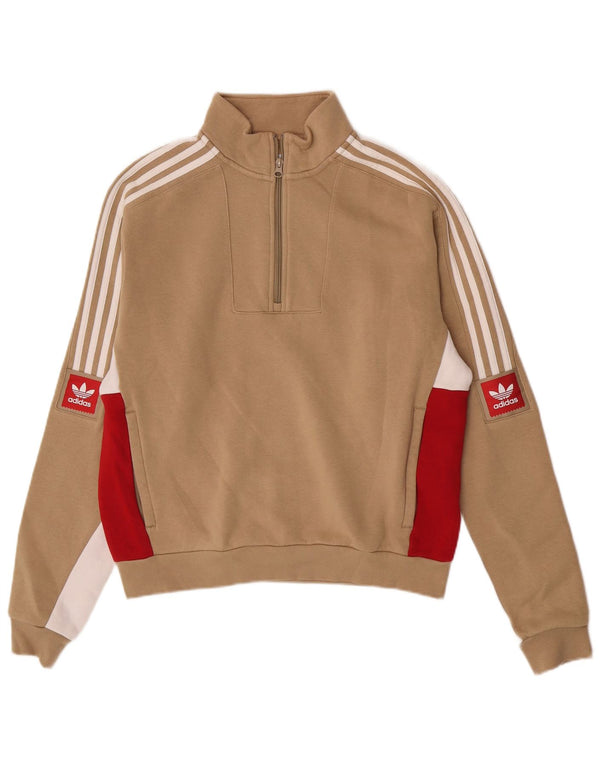 Ανδρικό γραφικό φούτερ Adidas με χαλαρή εφαρμογή, μικρό μπεζ χρώμα