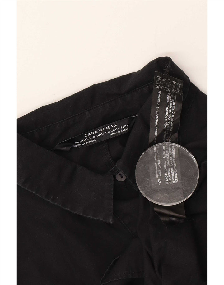 Zara Γυναικείο πουκάμισο Oversized Μπλούζα UK 10 Small Black Βαμβακερό