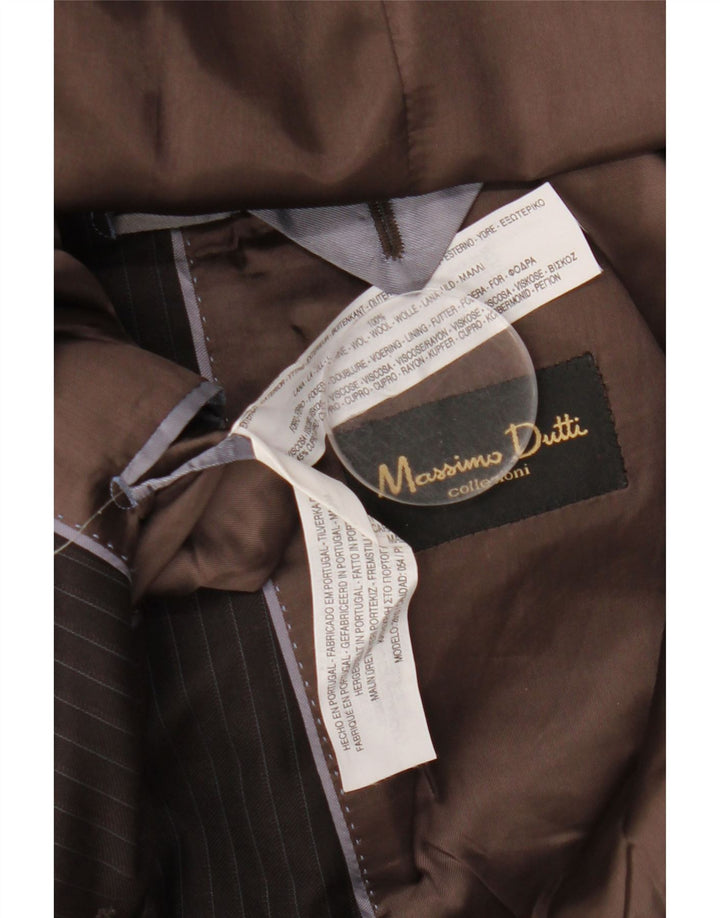 MASSIMO DUTTI Ανδρικό μπουφάν σακάκι με 2 κουμπιά EU 54 XL μαλλί με ρίγες καφέ