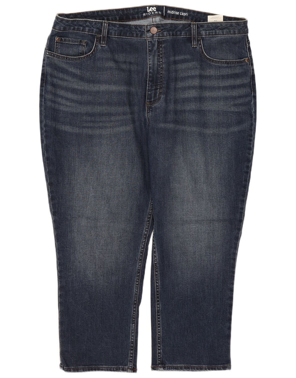 Lee Womens Riders Ψηλόμεσο Capri Jeans US 20 3XL W40 L23 Navy Blue Cotton