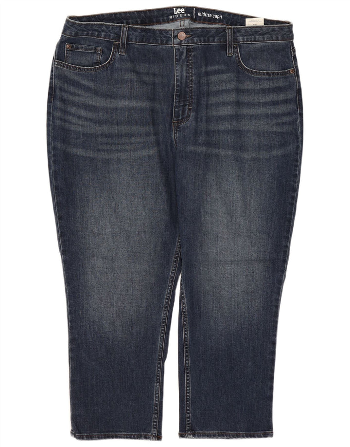 Lee Womens Riders Ψηλόμεσο Capri Jeans US 20 3XL W40 L23 Navy Blue Cotton