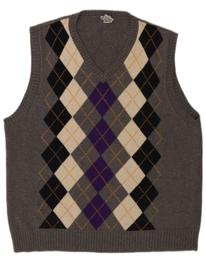 Old Navy ανδρικό γιλέκο Tank Top Large Grey Argyle/Diamond Cotton
