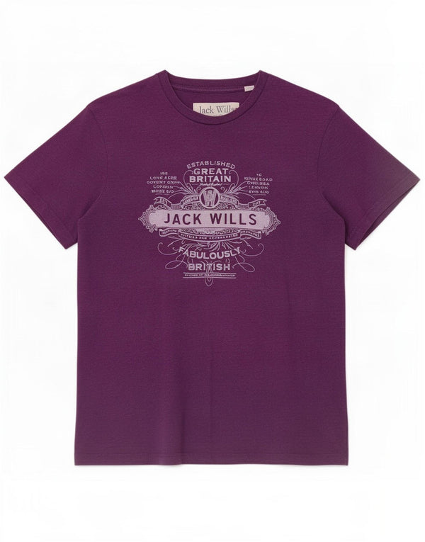 Jack Wills Ανδρικό γραφικό T-Shirt Top XS Purple Cotton