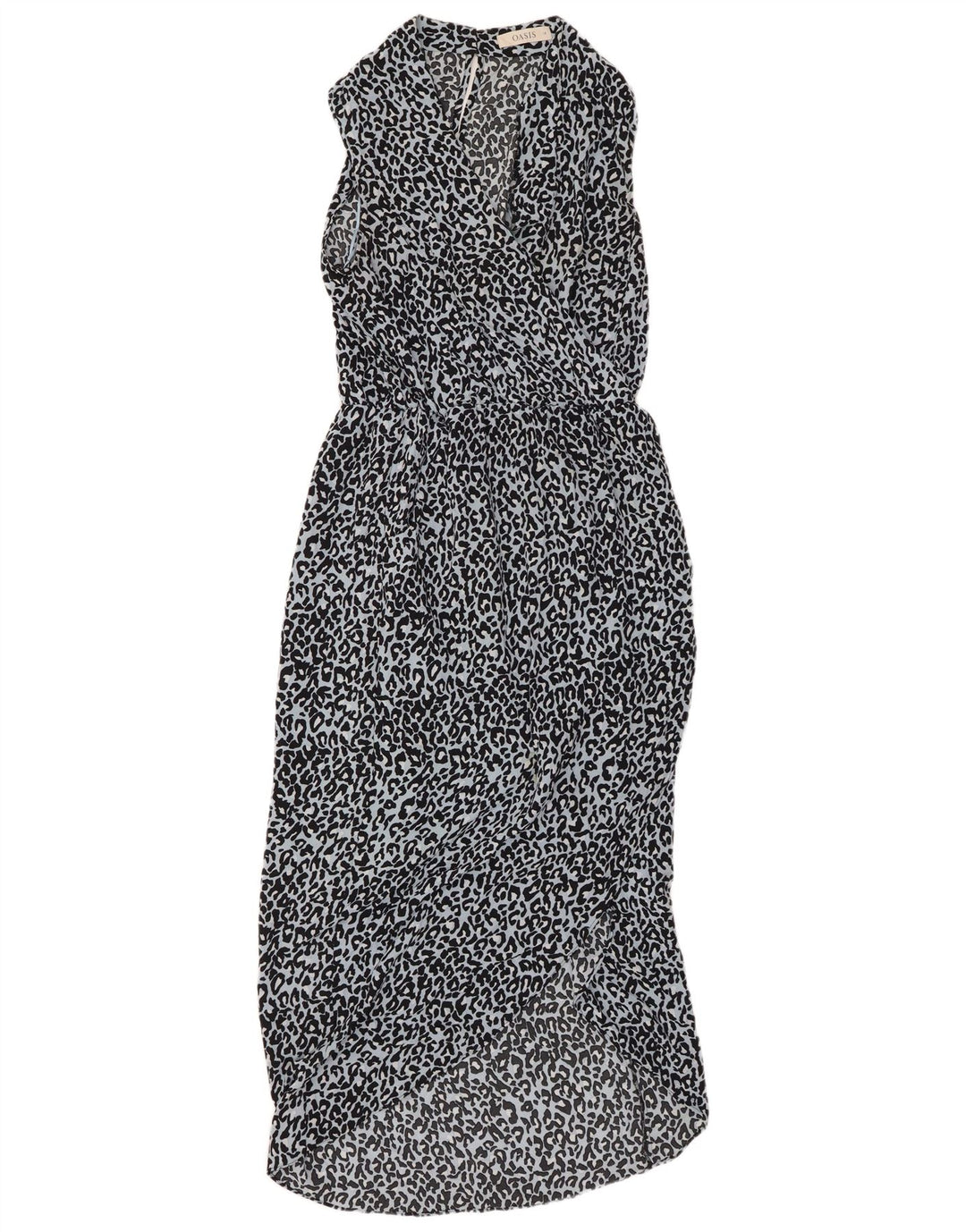 Γυναικείο αμάνικο μάξι φόρεμα OASIS UK 10 Small Blue Animal Print Polyester