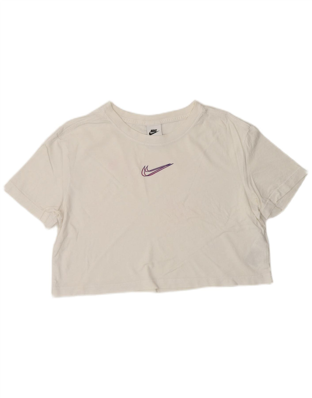 Γυναικείο γραφικό μπλουζάκι NIKE Loose Fit Crop Top 10 Small White βαμβακερό